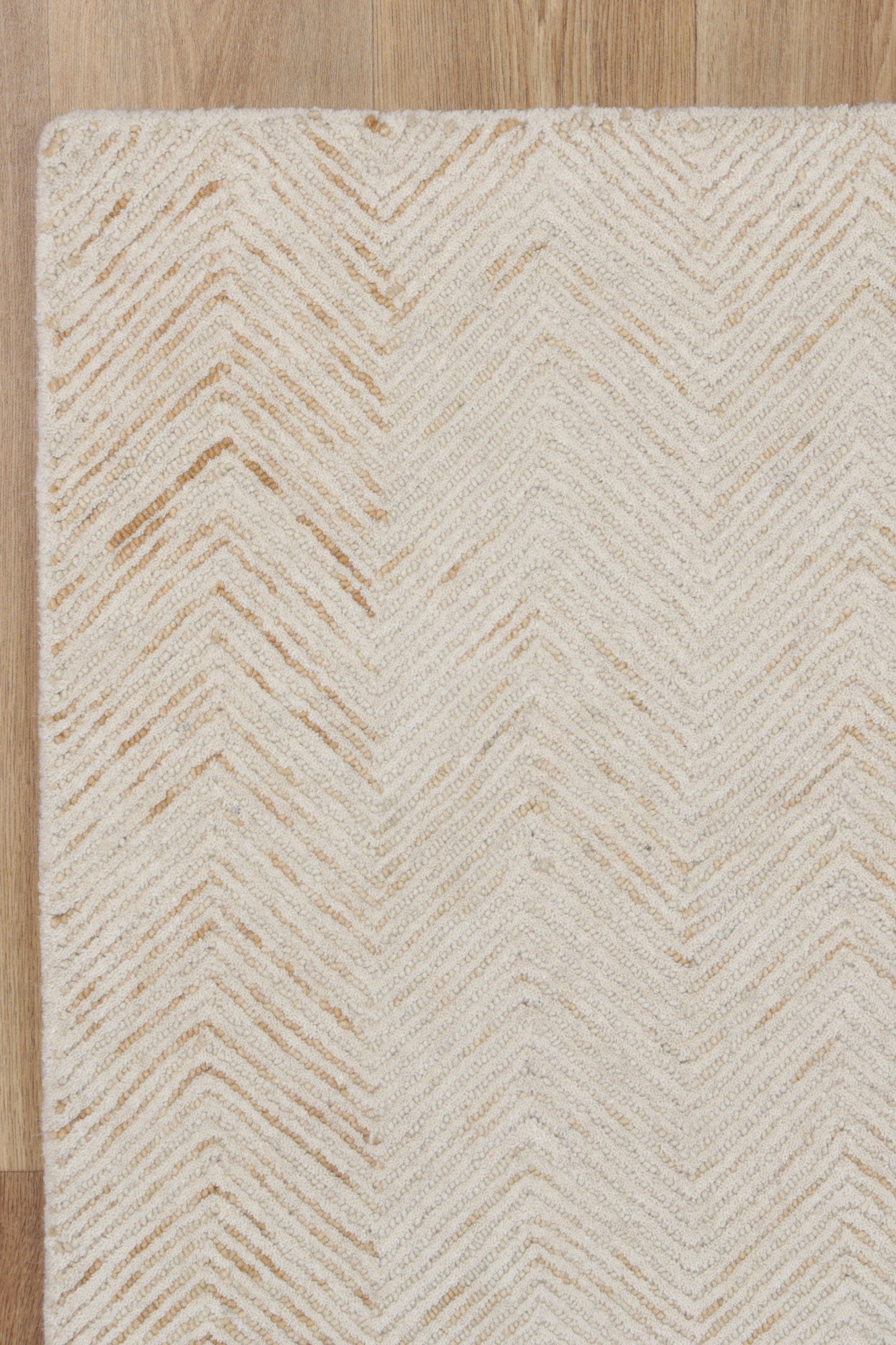 Posy Chevron 11C Beige Wool Rug