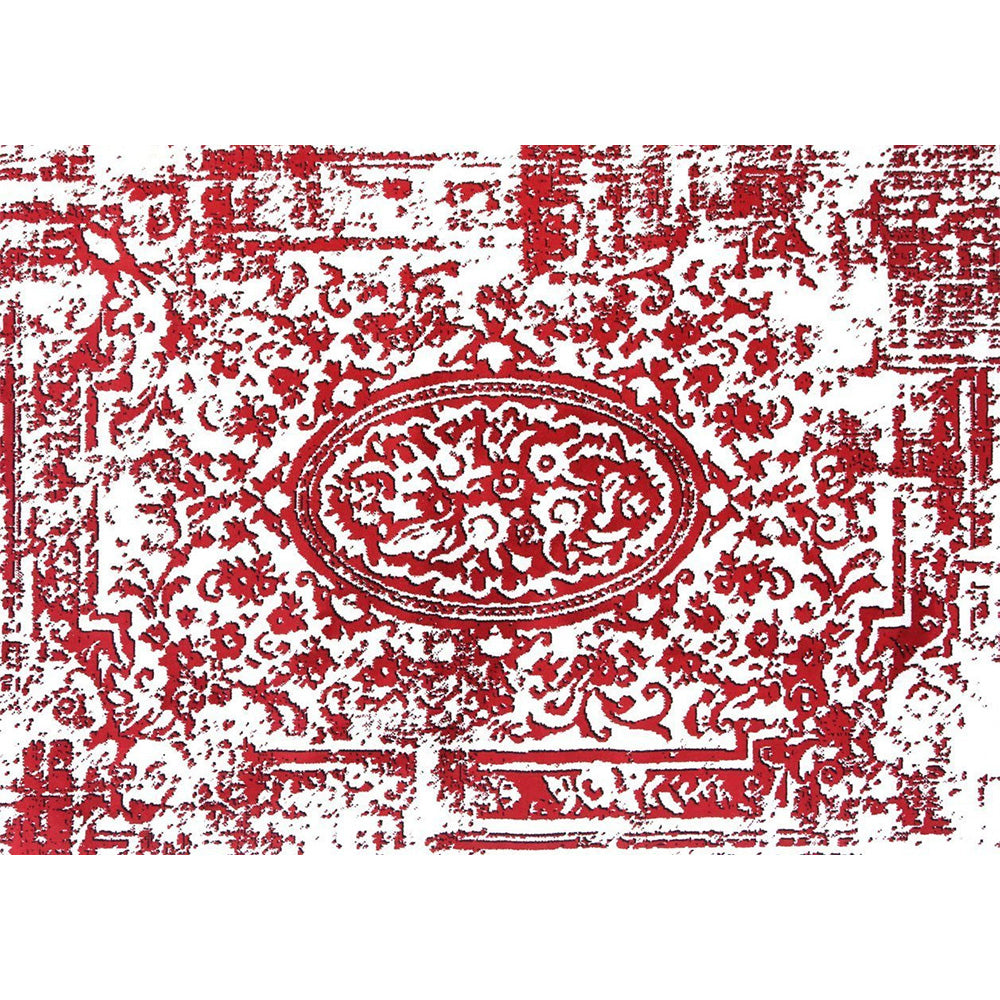 Light Grey & Red Elise Vintage-Style Rug
