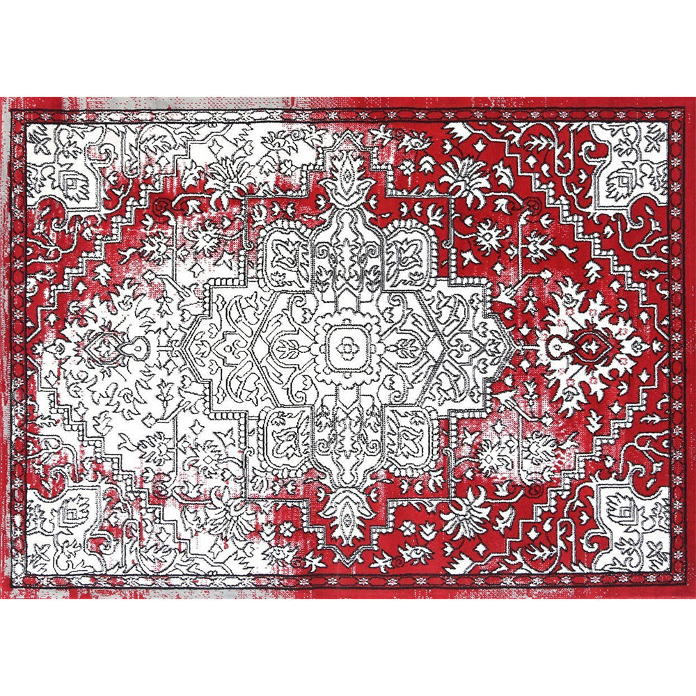 Light Grey & Red Elise Art Deco Rug