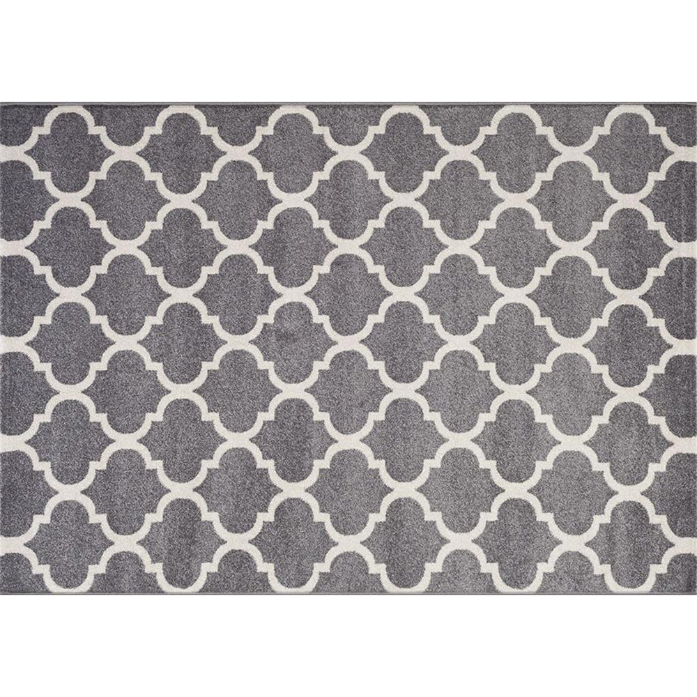Light Grey & Ivory Lorenza Trellis Textured Rug