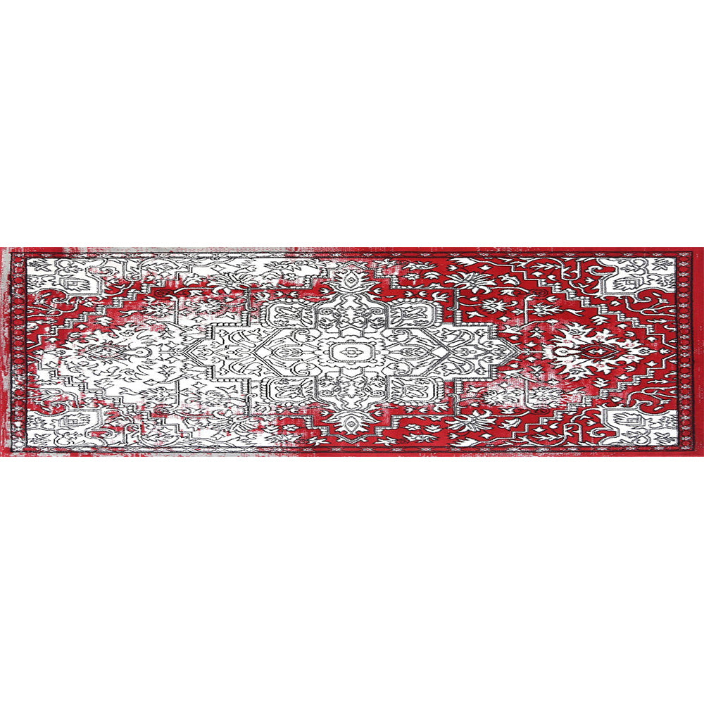 Light Grey & Red Elise Art Deco Rug
