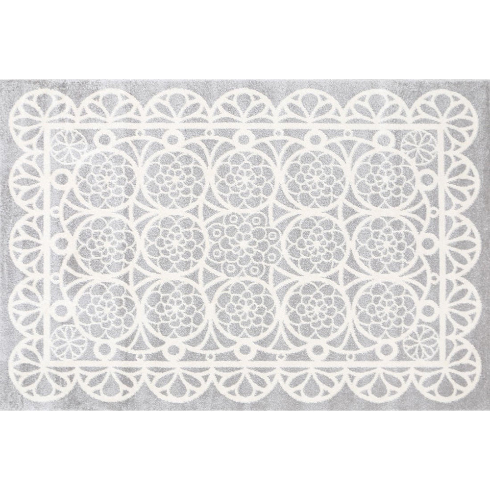 Daisy Doily Kids' Rug, Grey