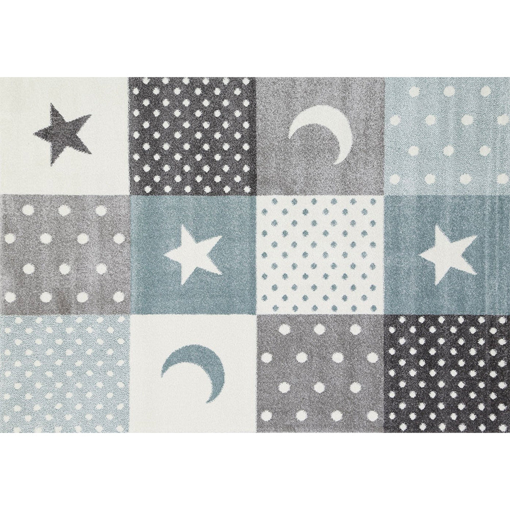 Nova Blue Grey Stars & Hearts Rug
