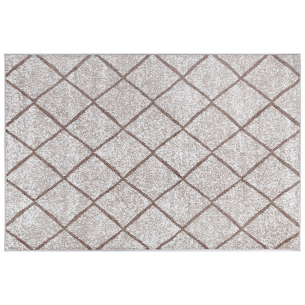 Kimberley Criss Cross Modern Rug, 150x80cm, Latte
