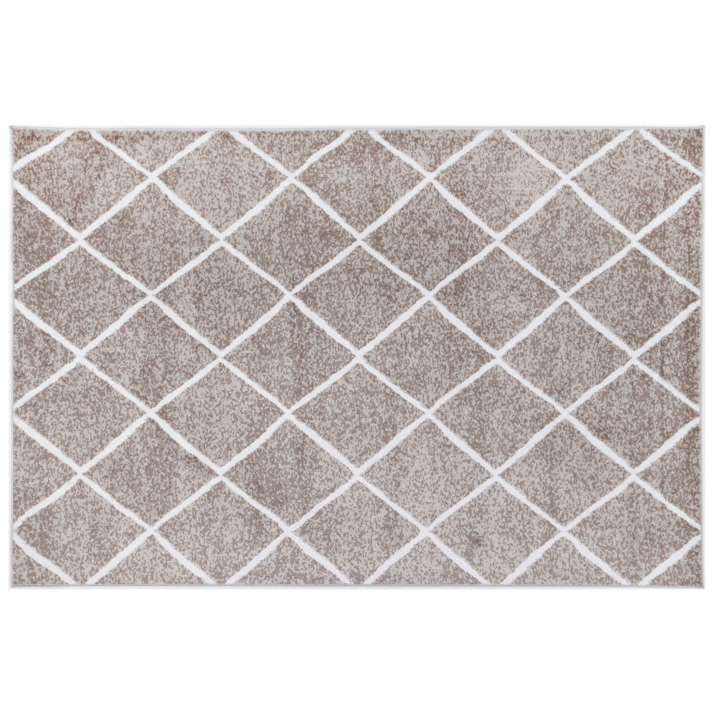 Kimberley Criss Cross Modern Rug, 150x80cm, Mocha