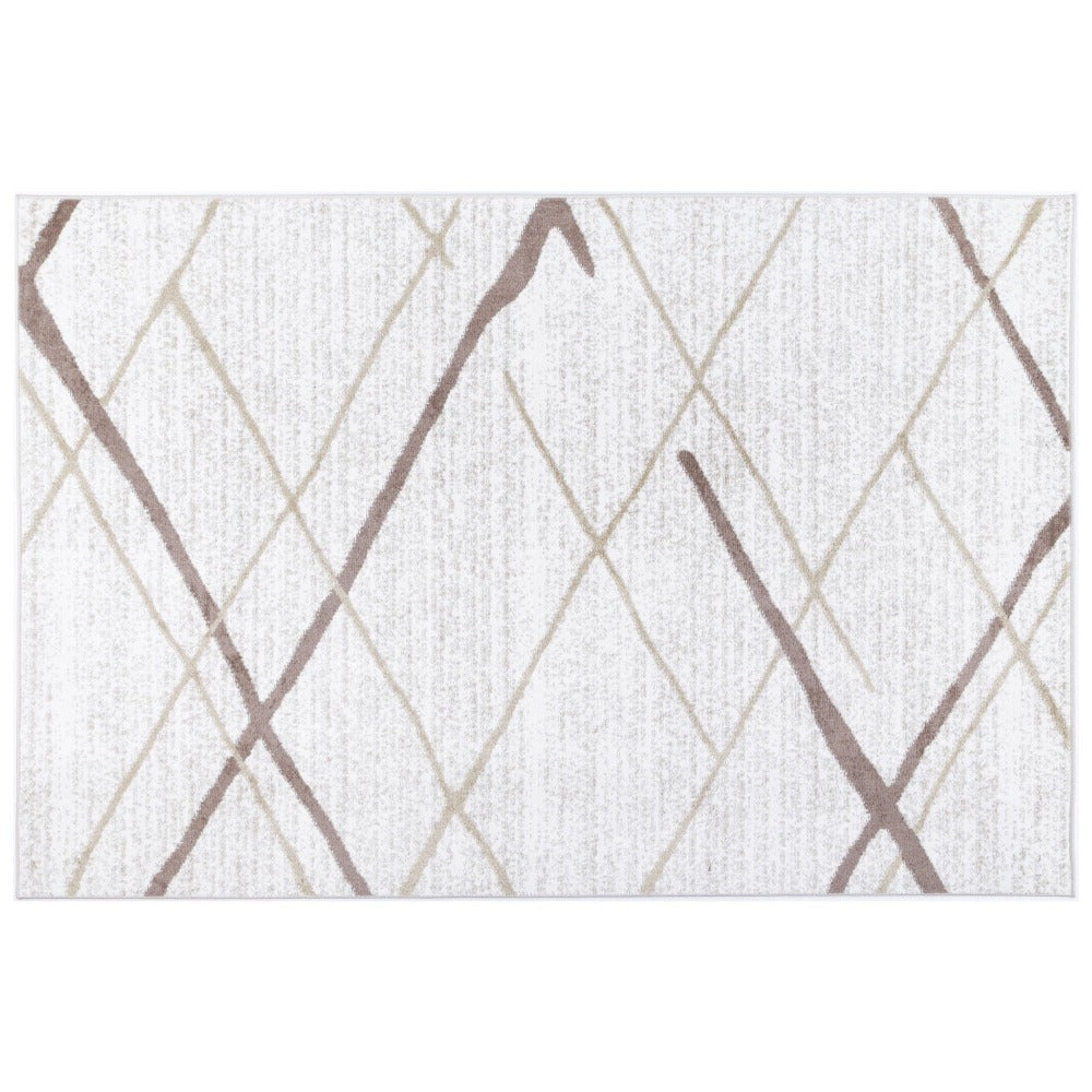 Kimberley Draft Line Modern Rug, 150x80cm, Latte / White