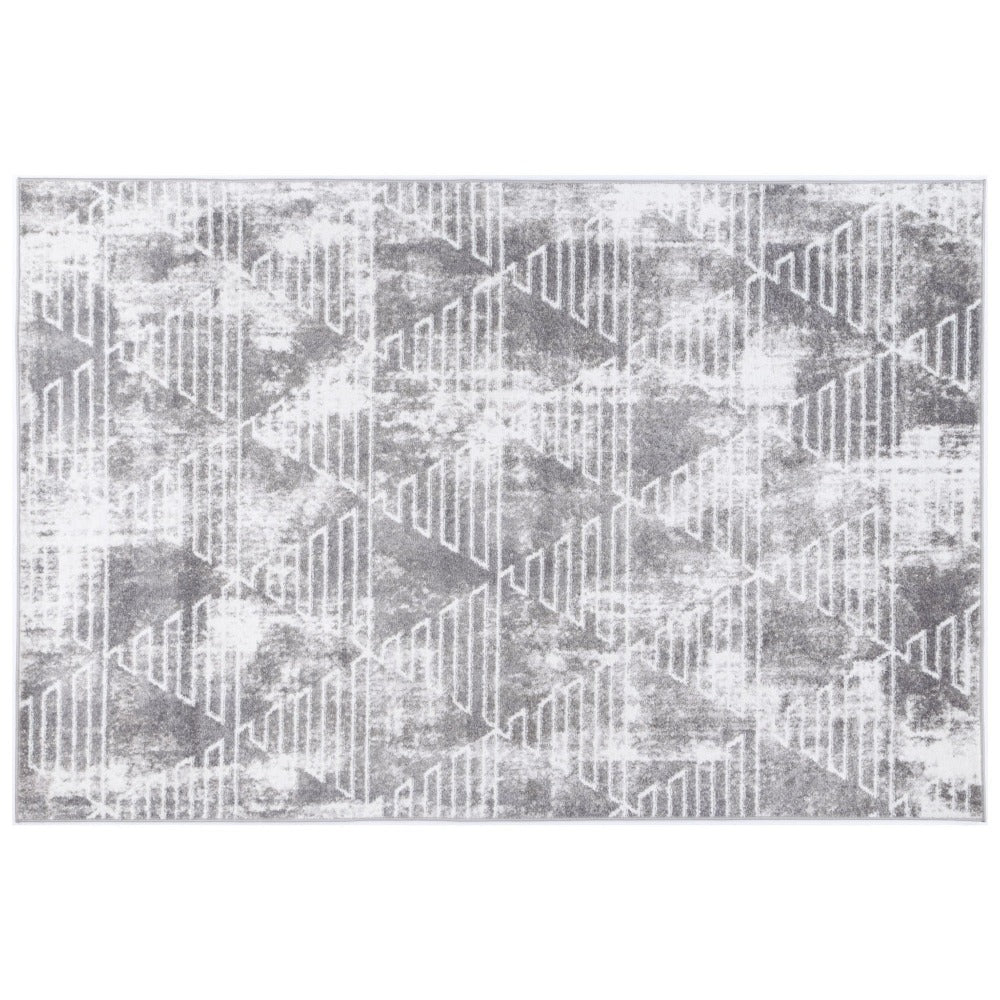 Kimberley Meandering Triangles Modern Rug, 150x80cm, Silver