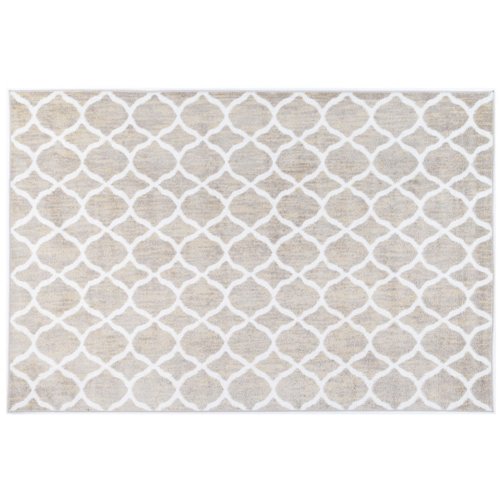 Kimberley Moroccan Trellis Modern Rug, 150x80cm, Latte