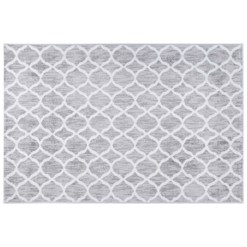 Kimberley Moroccan Trellis Modern Rug, 150x80cm, Silver