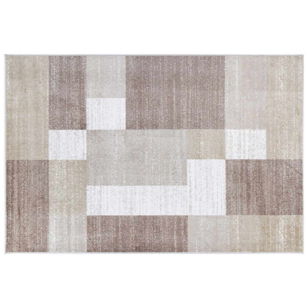 Kimberley Abstract Blocks Modern Rug, 150x80cm, Beige