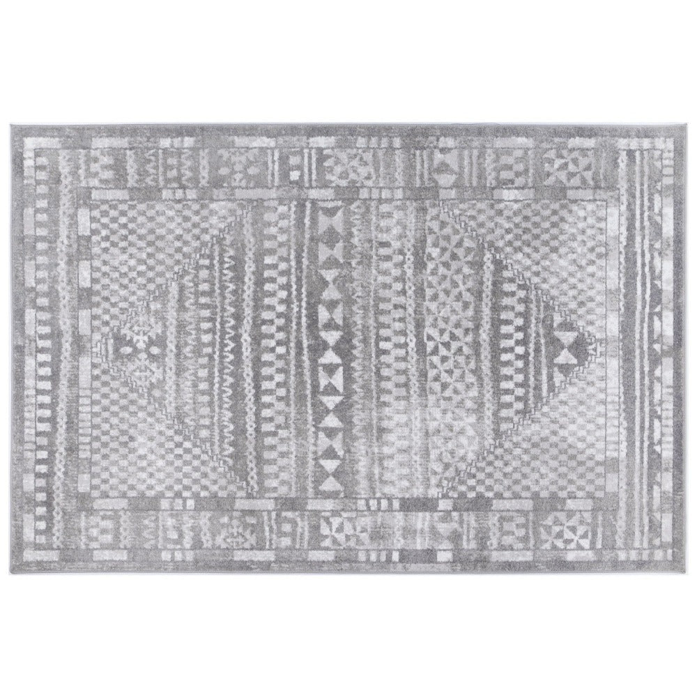 Kimberley Aztec Modern Rug, 150x80cm, Grey