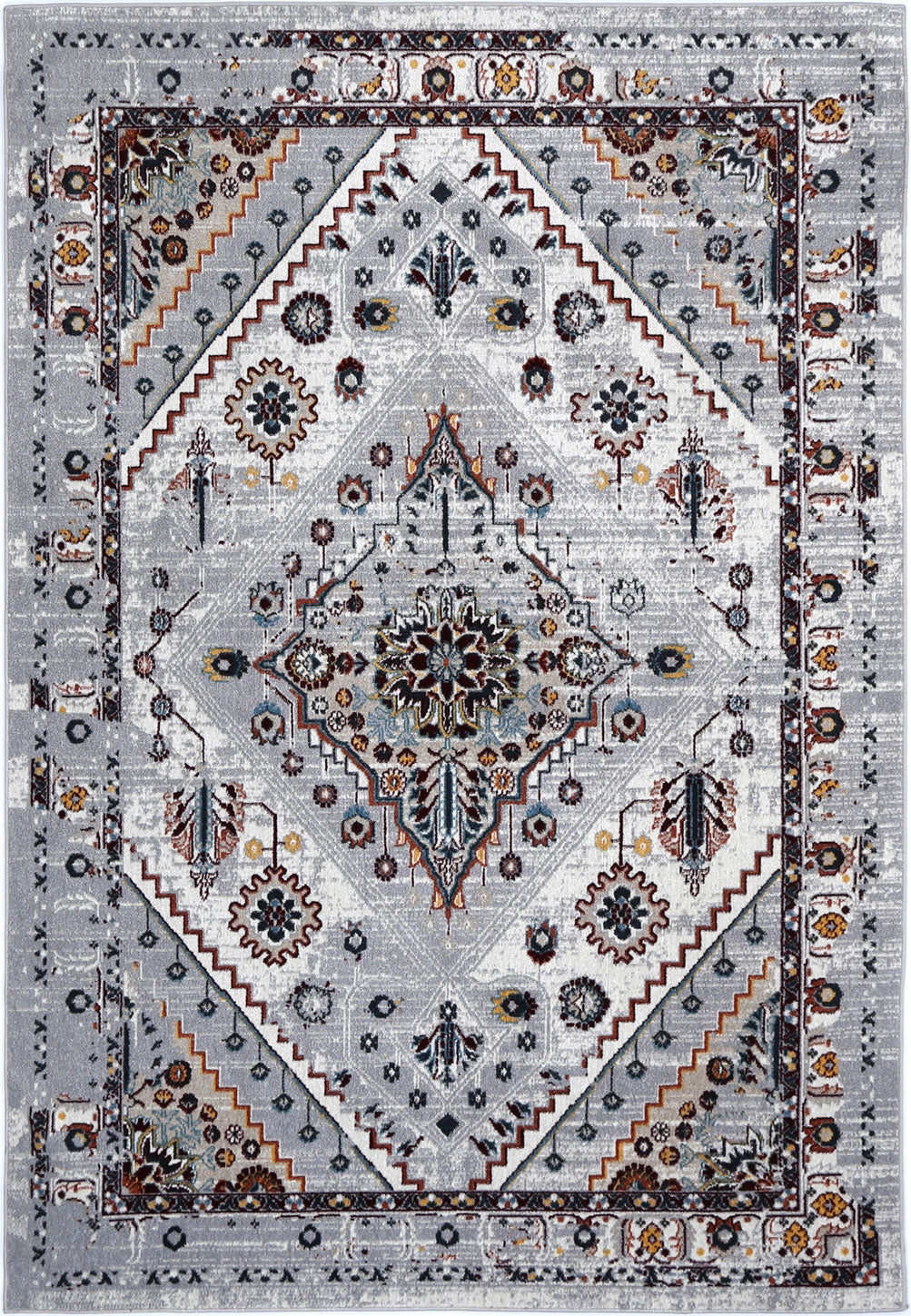 Limani Santos Grey & Rust Traditional Soft Rug