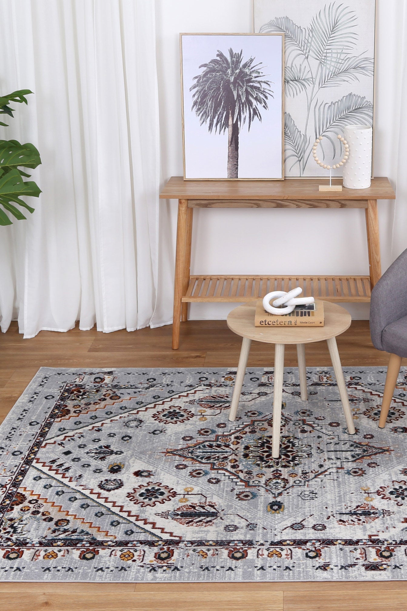 Limani Santos Grey & Rust Traditional Soft Rug