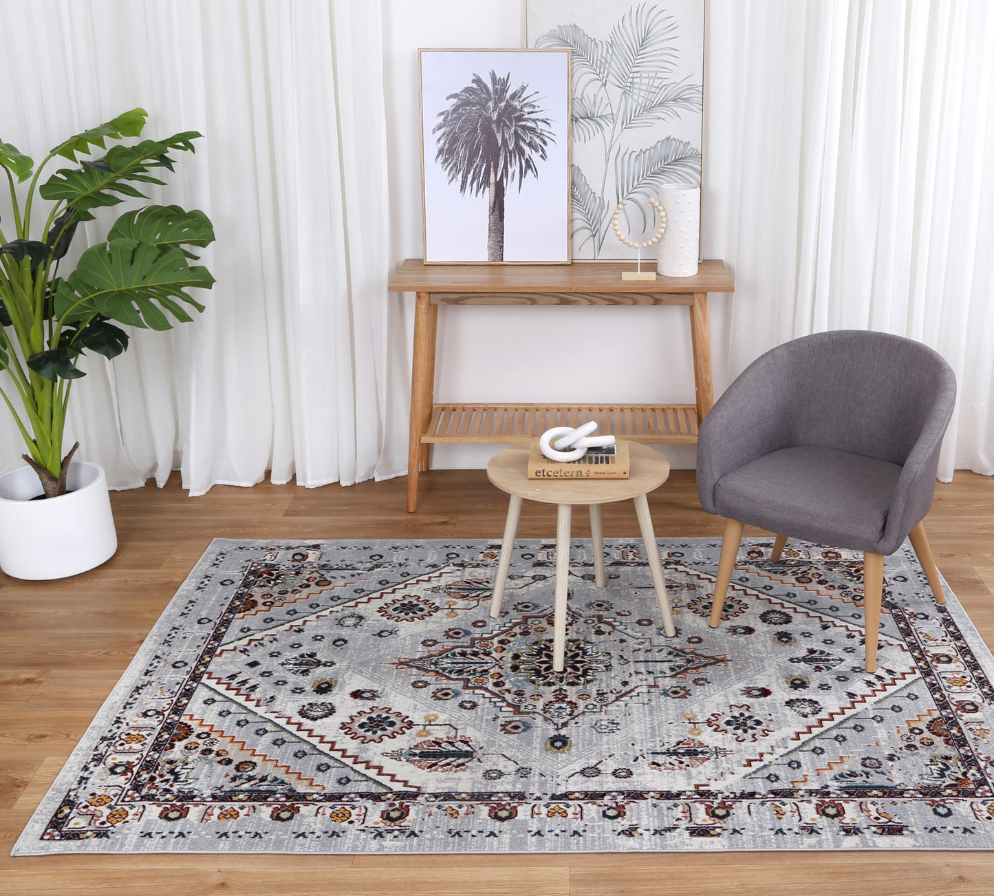Limani Santos Grey & Rust Traditional Soft Rug