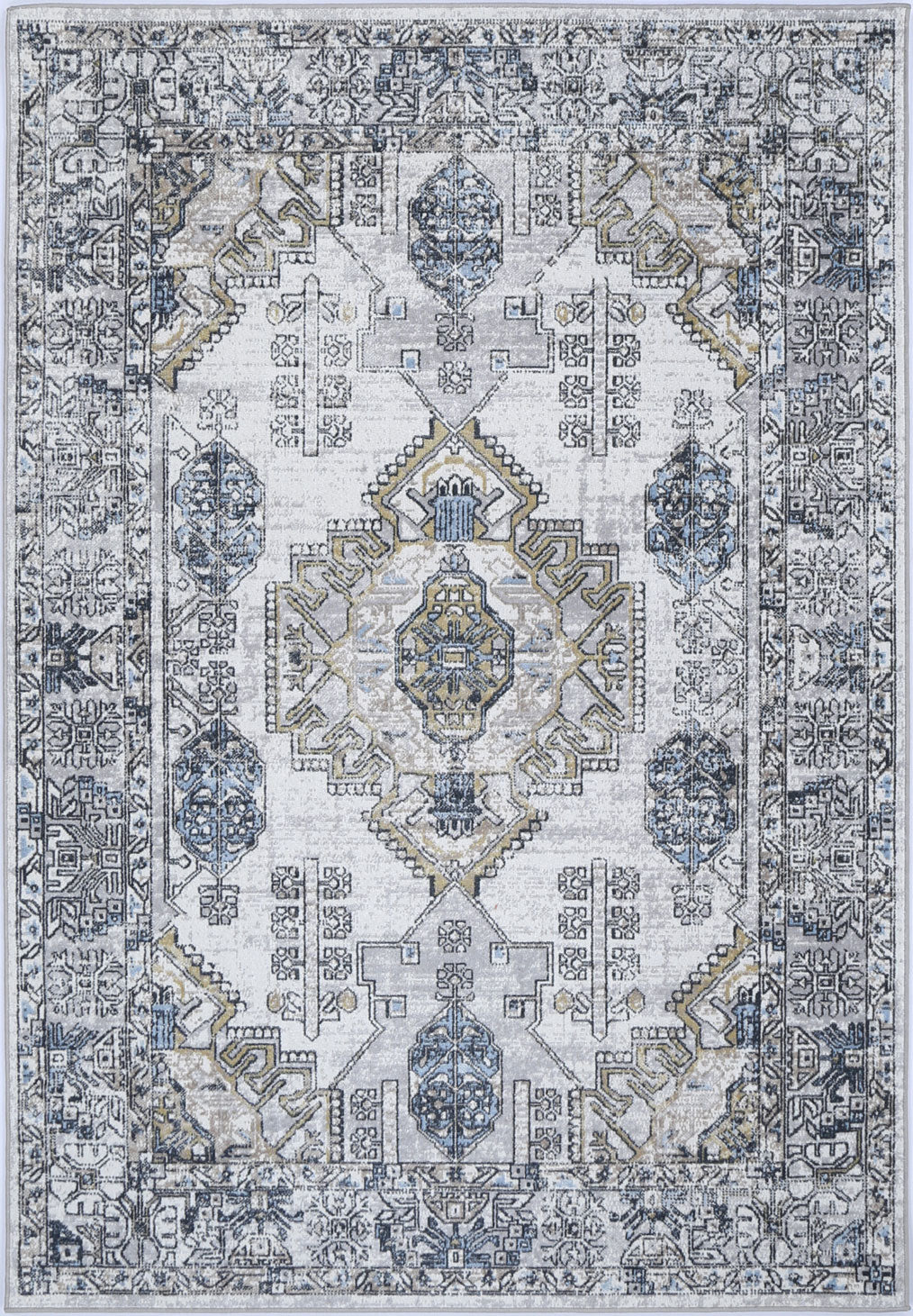 Limani Taicang Blue & Grey Traditional Soft Rug