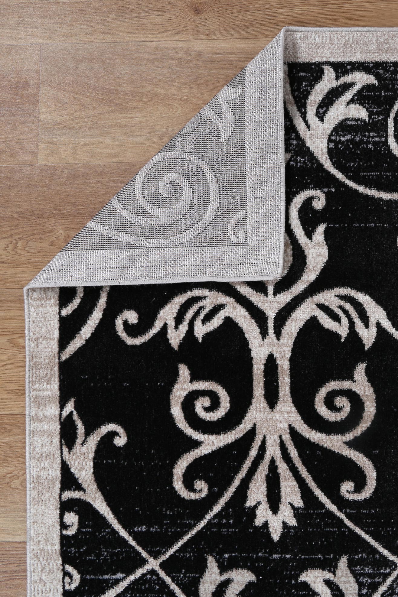 Limani Rizhao Black & Cream Contemporary Soft Rug