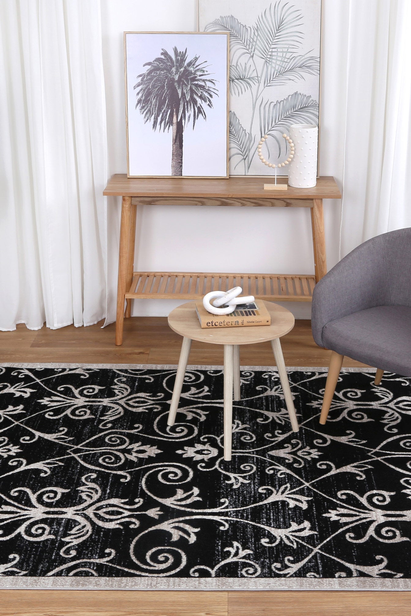 Limani Rizhao Black & Cream Contemporary Soft Rug