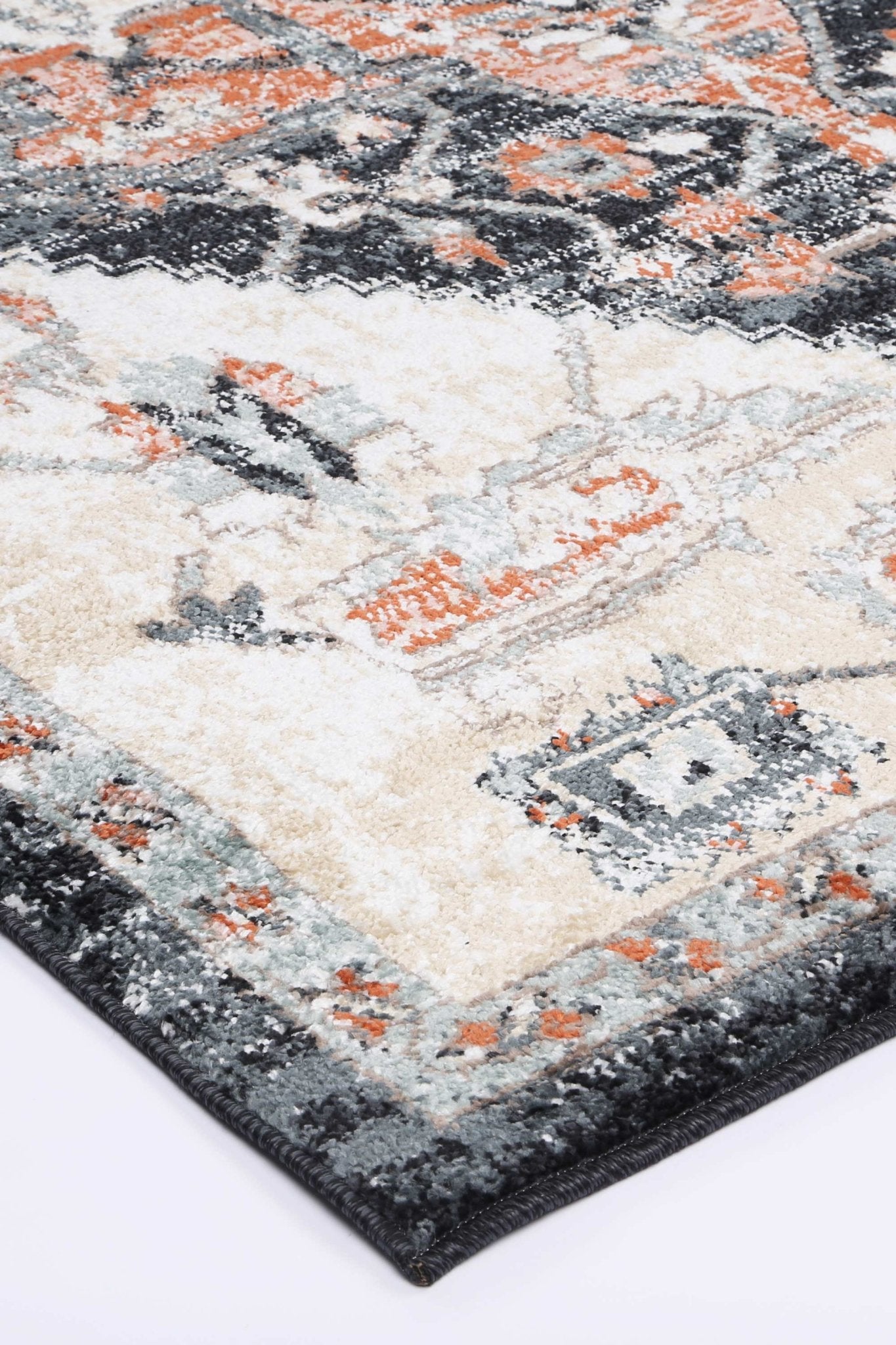 Anatolia Traditional Cream Black Rug - Nova Rugs