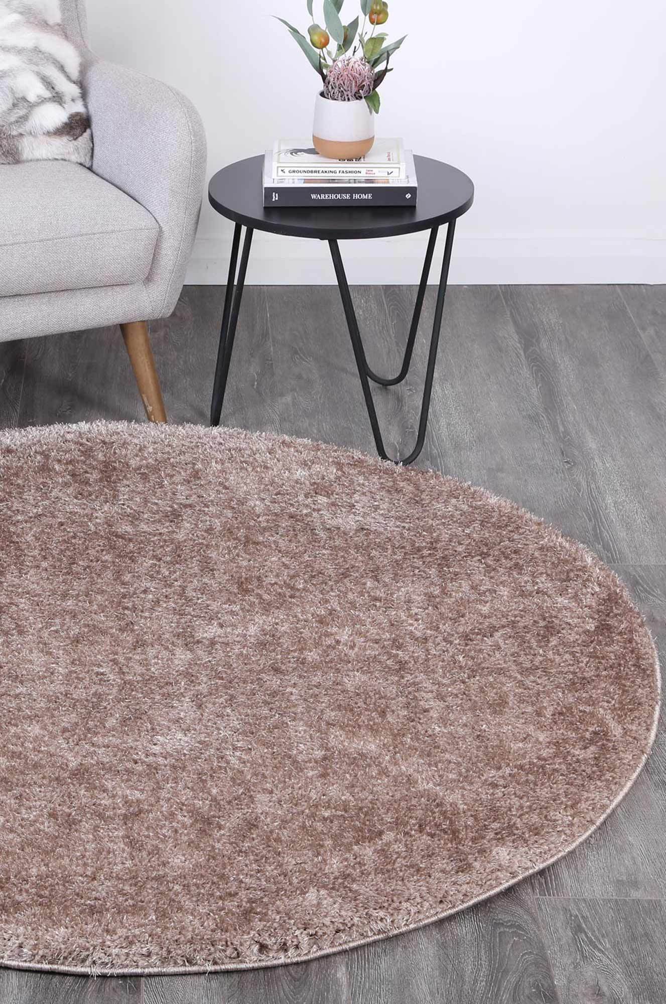Beige Eden Soft Shag Round Rug - Nova Rugs
