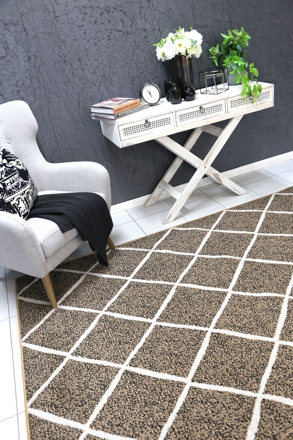 Beige Elise Trellis Rug - Nova Rugs