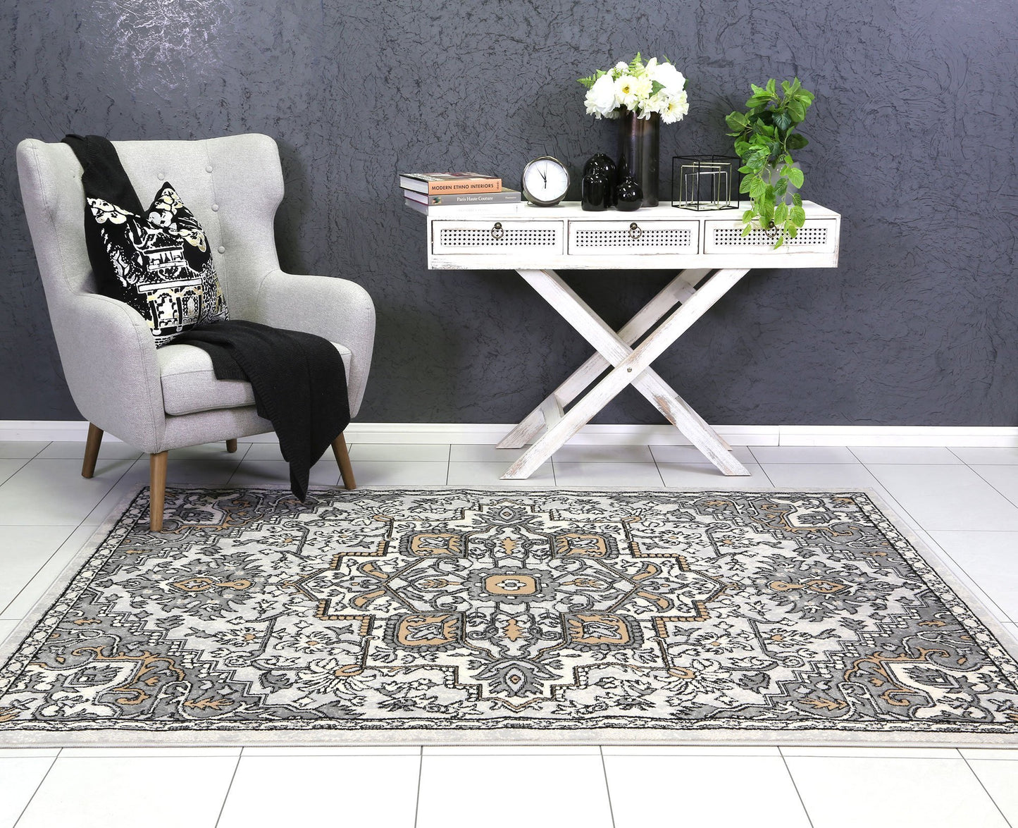 Beige & Light Grey Elise Art Deco Rug - Nova Rugs