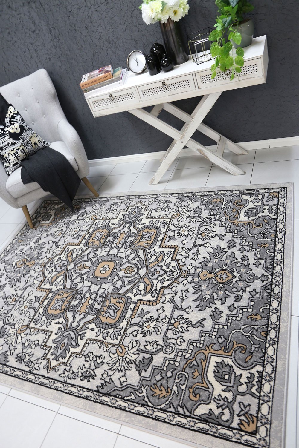 Beige & Light Grey Elise Art Deco Rug - Nova Rugs