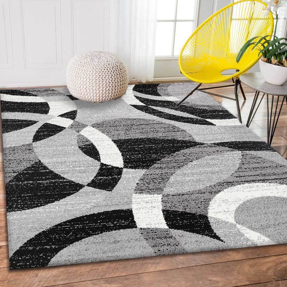 Black & Grey Pablo Circles Rug - Nova Rugs