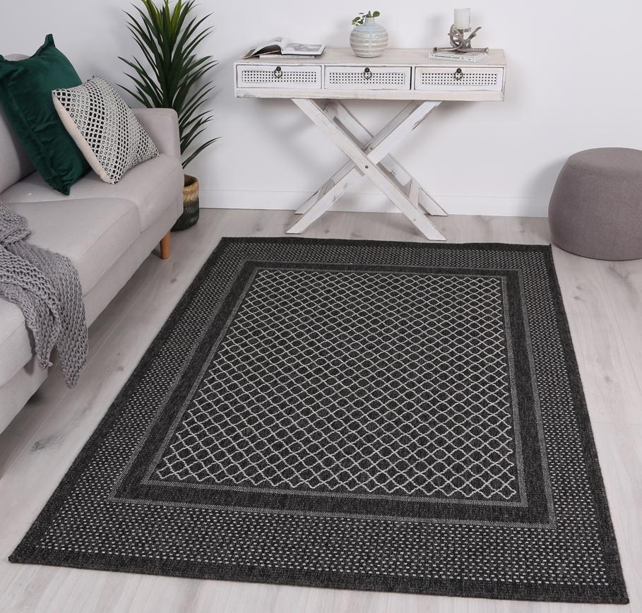 Black & Grey Polo Hedy Patio - Nova Rugs