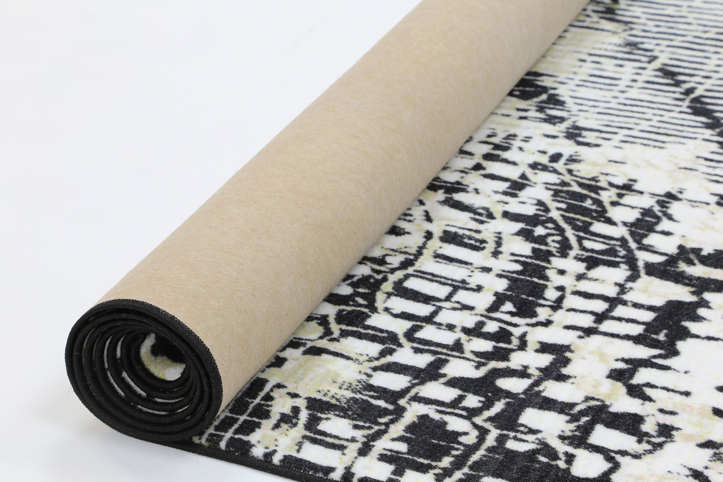 Black Patterned Power Loomed Rug - Nova Rugs