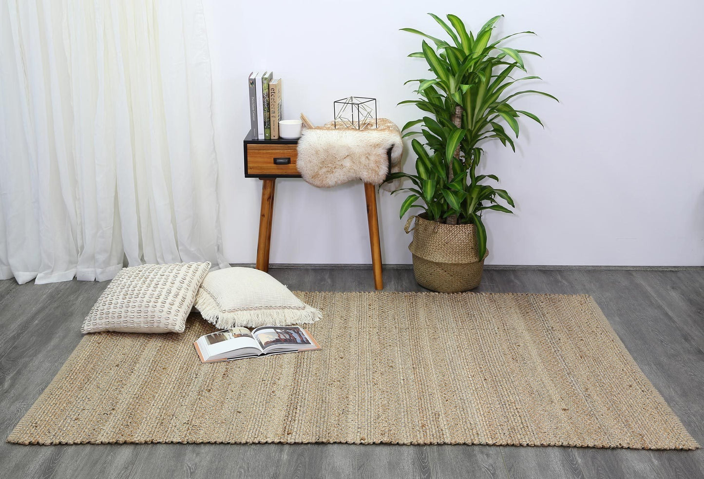 Black Taj Basket Weave Jute Rug - Nova Rugs