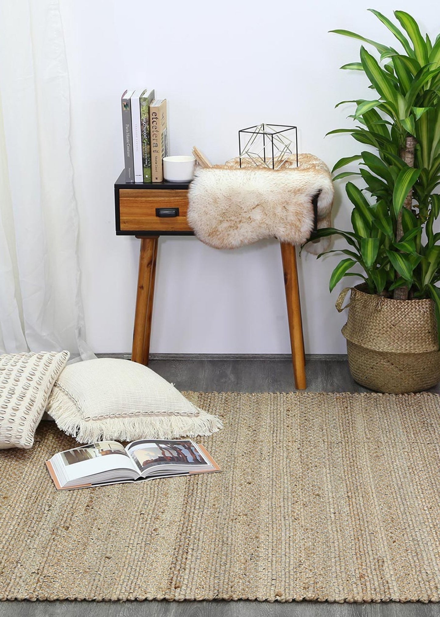 Black Taj Basket Weave Jute Rug - Nova Rugs