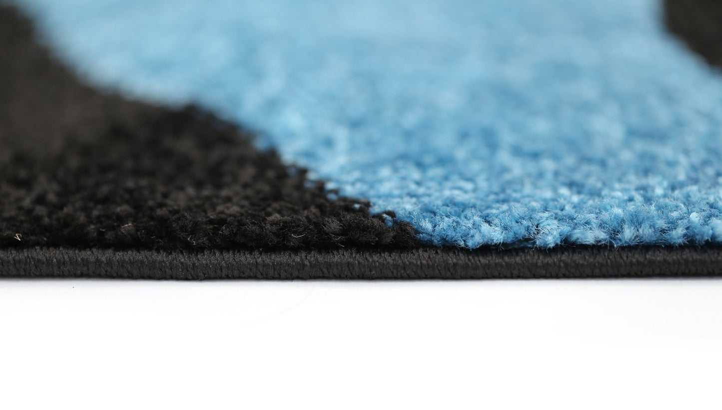 Blue & Black Pablo Waves Rug - Nova Rugs