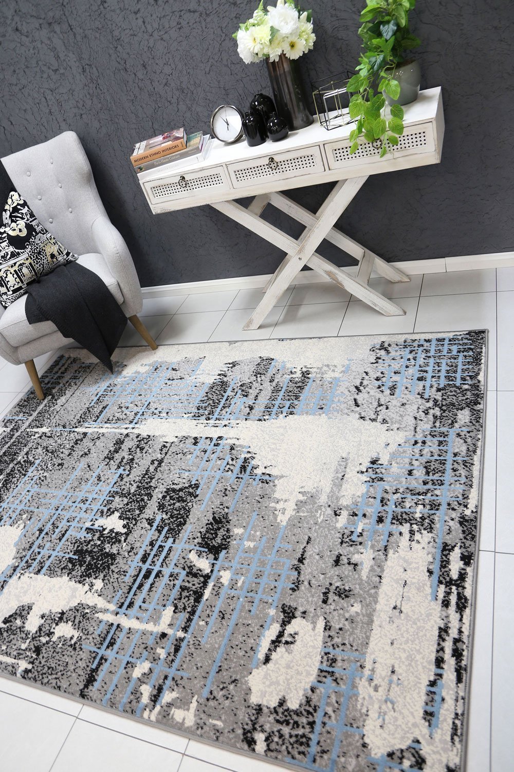 Blue & Grey Elise Abstract Rug - Nova Rugs