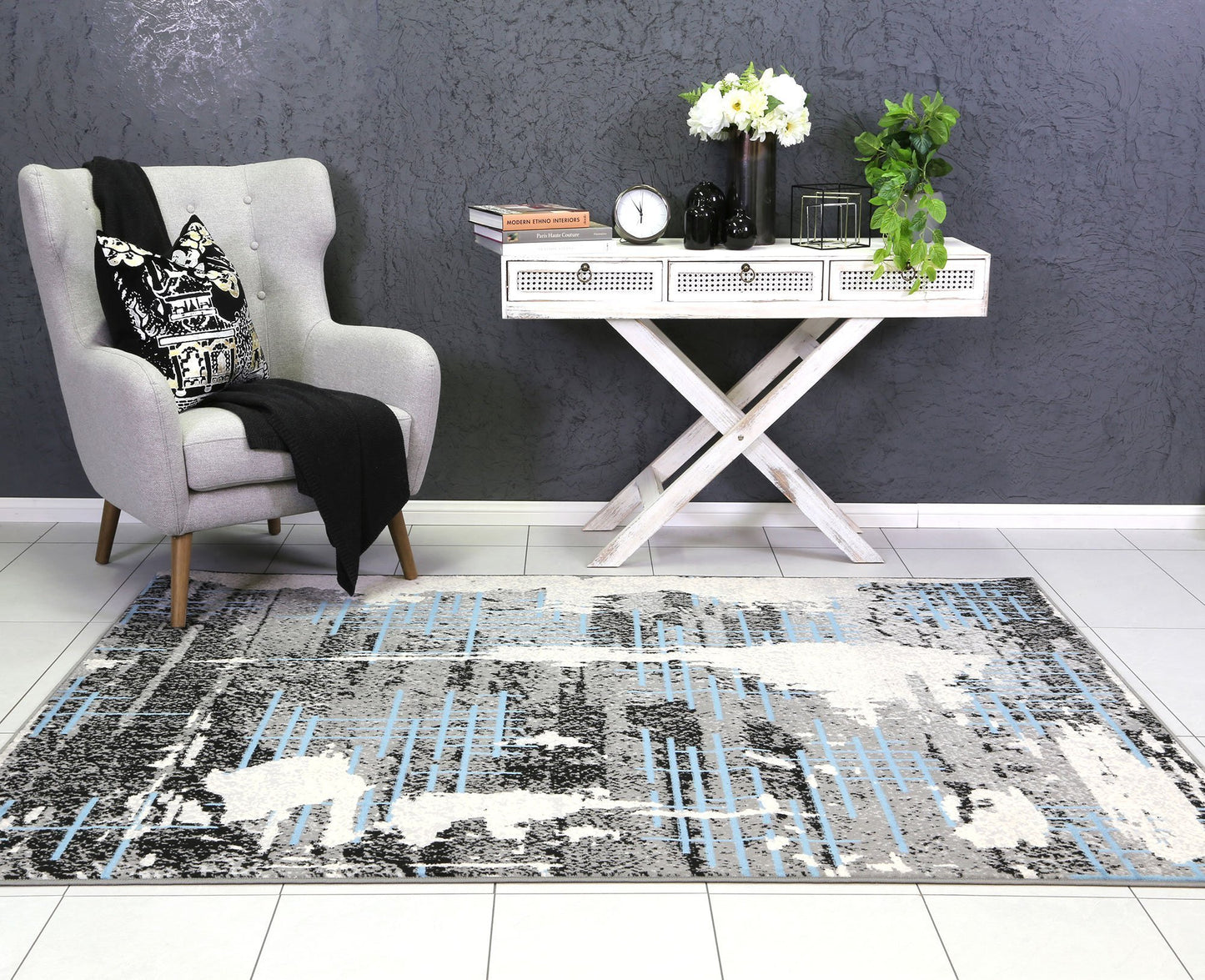Blue & Grey Elise Abstract Rug - Nova Rugs