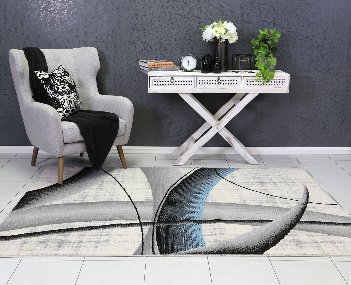 Blue & Grey Elise Tunnel Rug - Nova Rugs