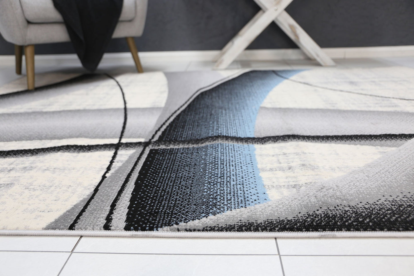 Blue & Grey Elise Tunnel Rug - Nova Rugs