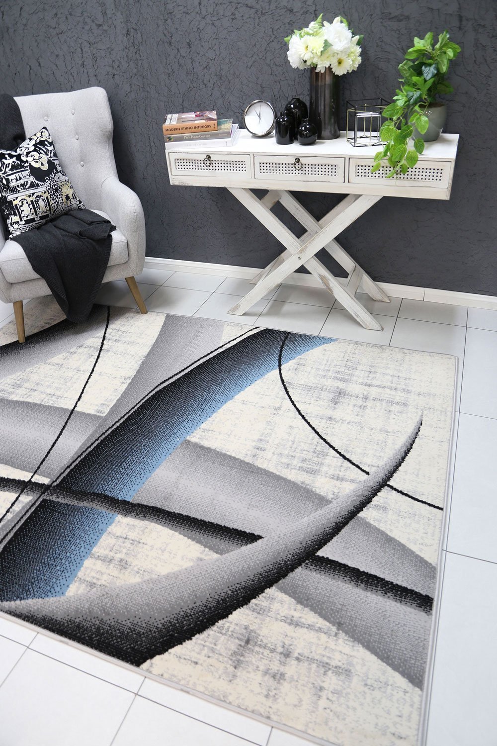 Blue & Grey Elise Tunnel Rug - Nova Rugs