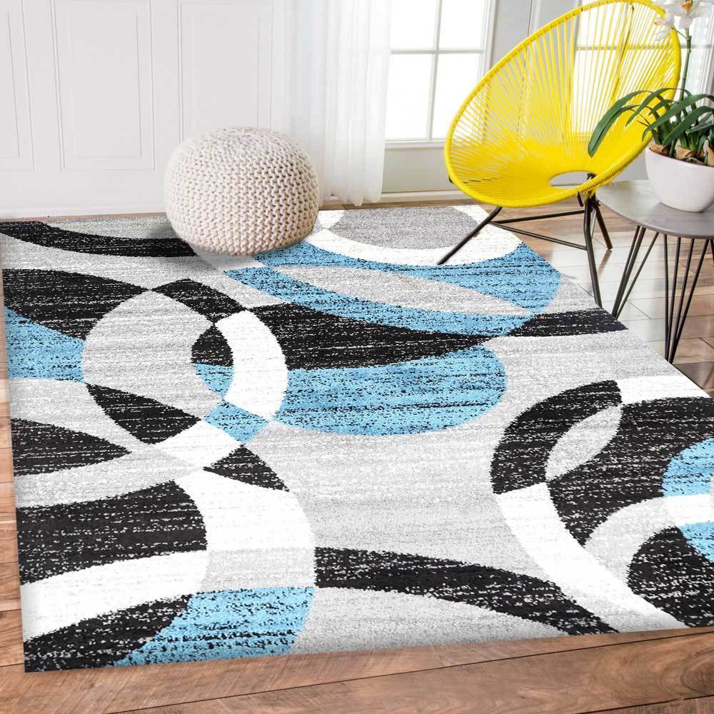 Blue & Grey Pablo Circles Rug - Nova Rugs