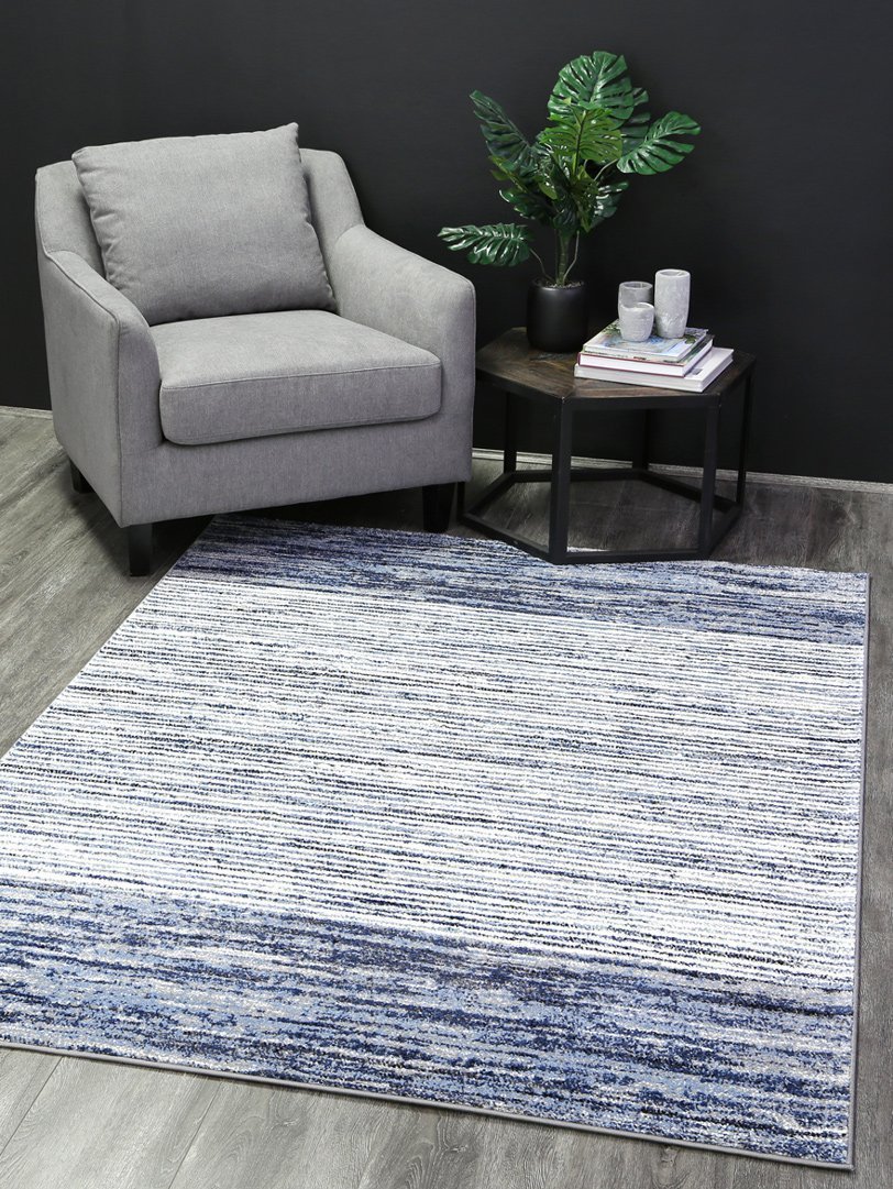Blue Modern Hampton Power Loomed Rug - Nova Rugs