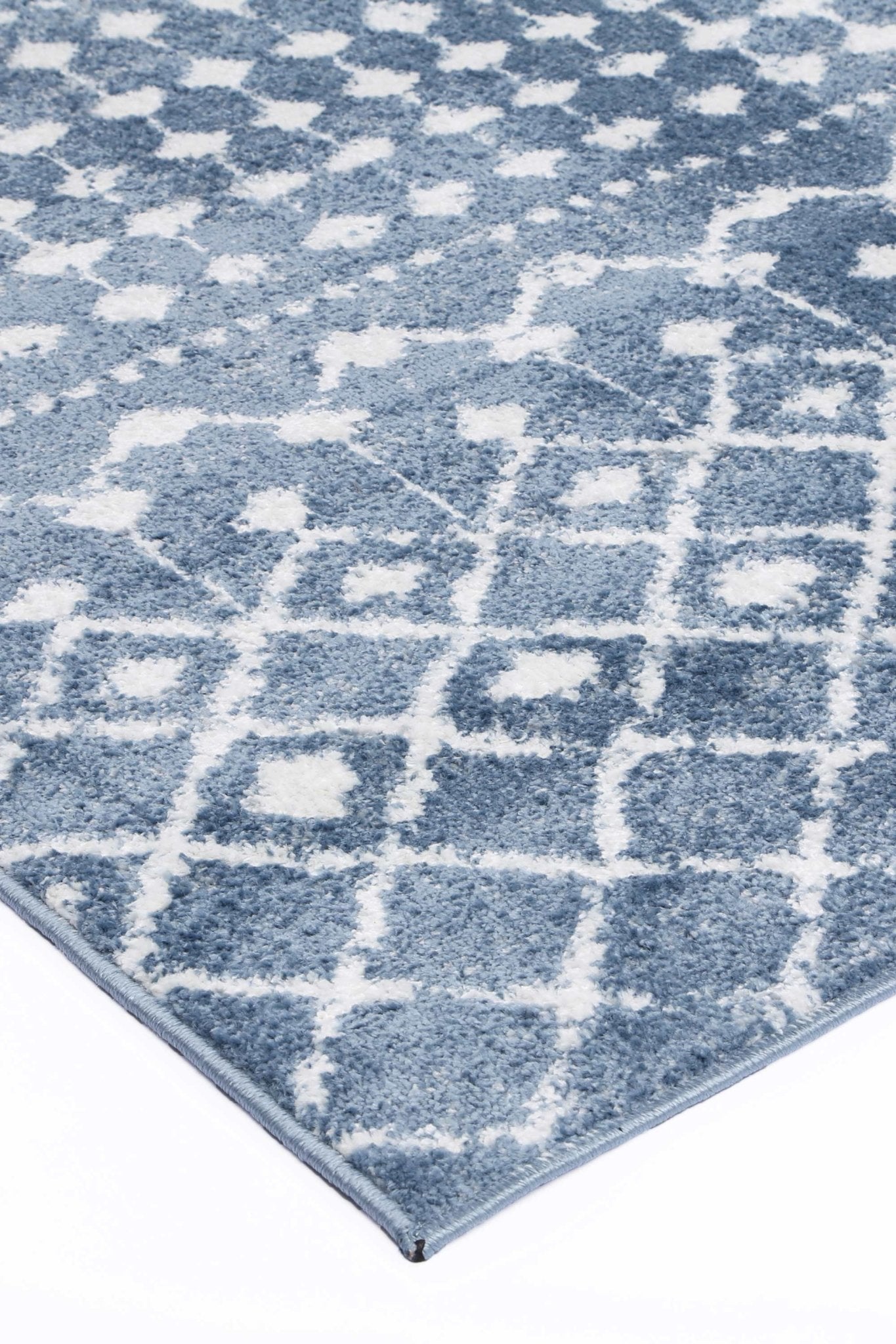 Blue & White Bergen Cennet Power Loomed Rug - Nova Rugs