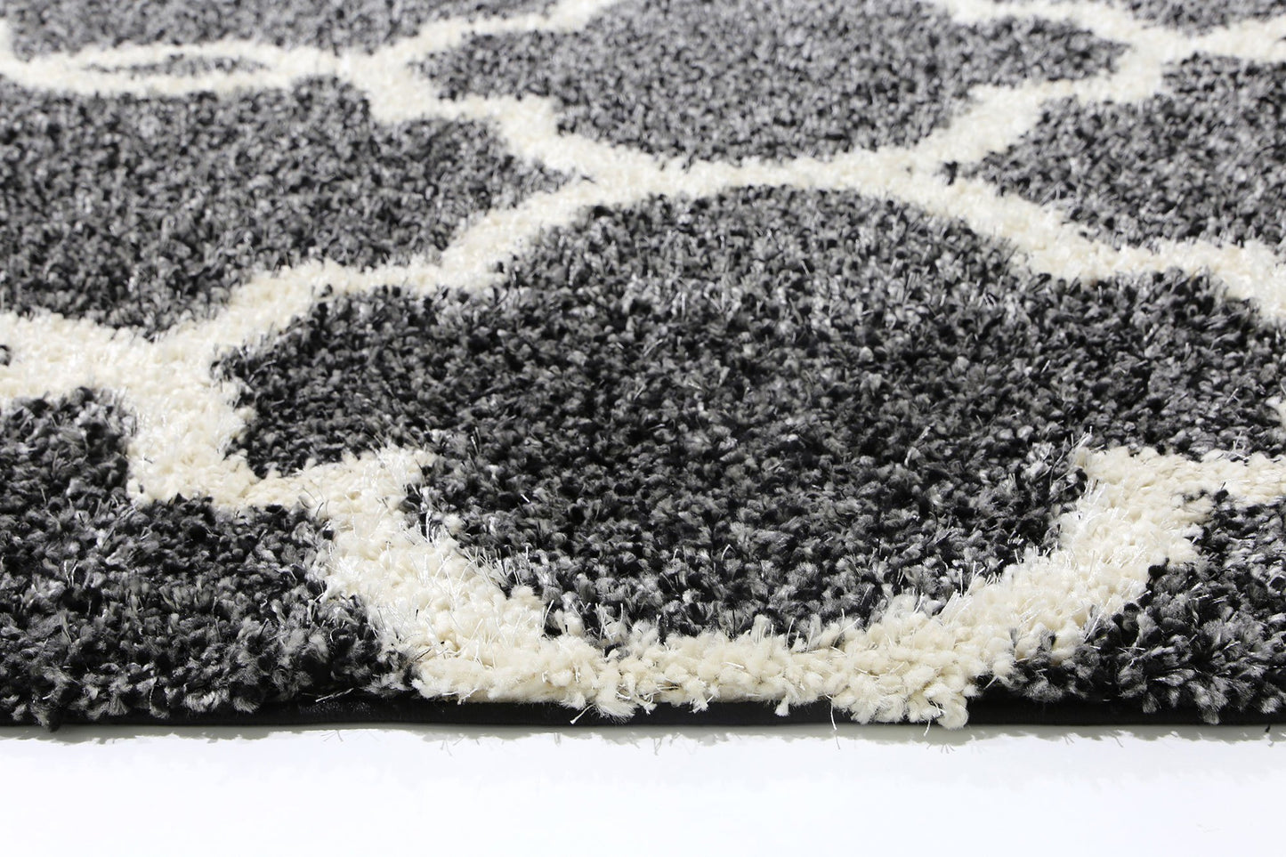 Charcoal & Cream Lattice Power Loomed Rug - Nova Rugs