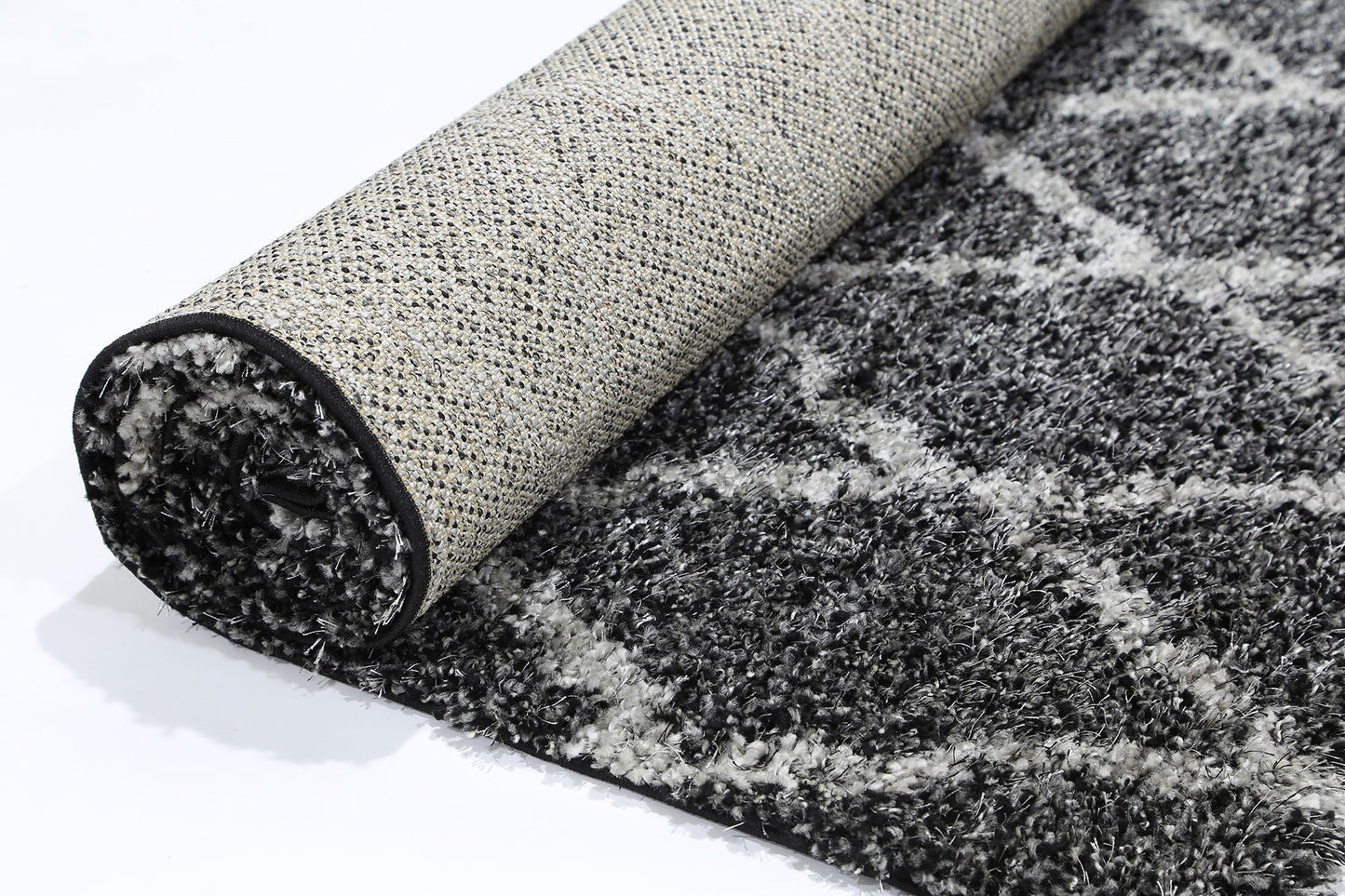 Charcoal Grey Diamond Power Loomed Rug - Nova Rugs