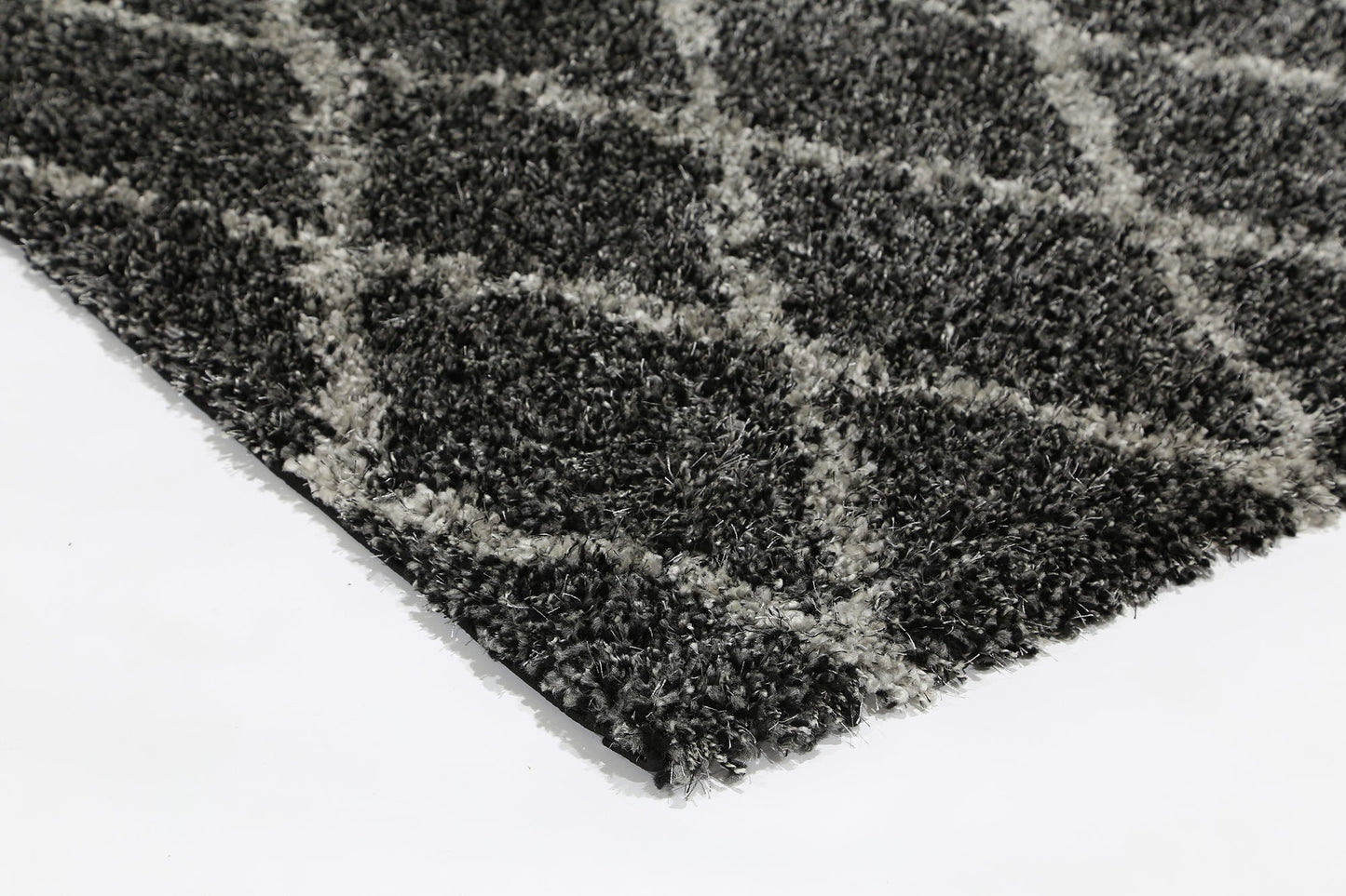 Charcoal Grey Diamond Power Loomed Rug - Nova Rugs