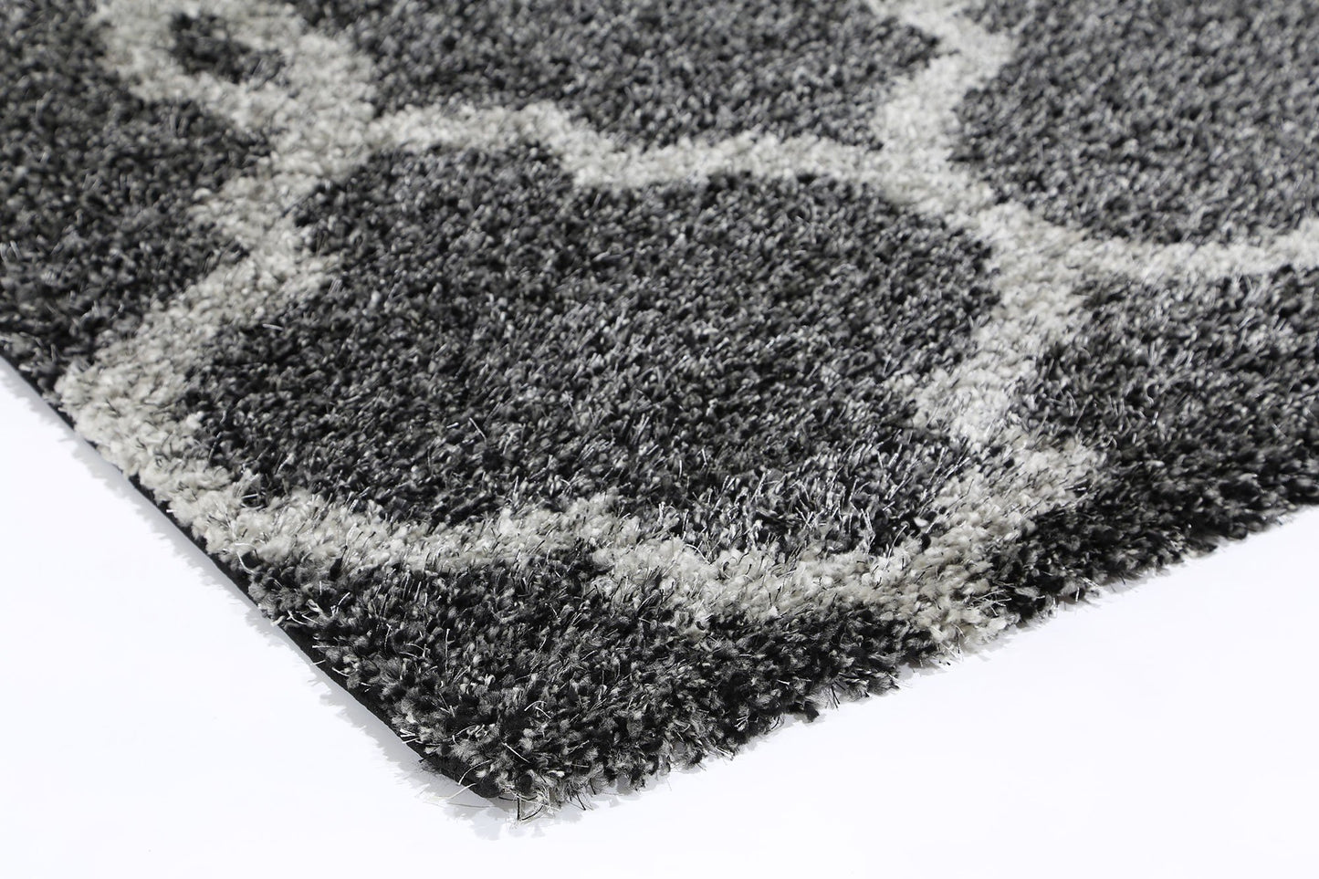 Charcoal Grey Lattice Power Loomed Rug - Nova Rugs