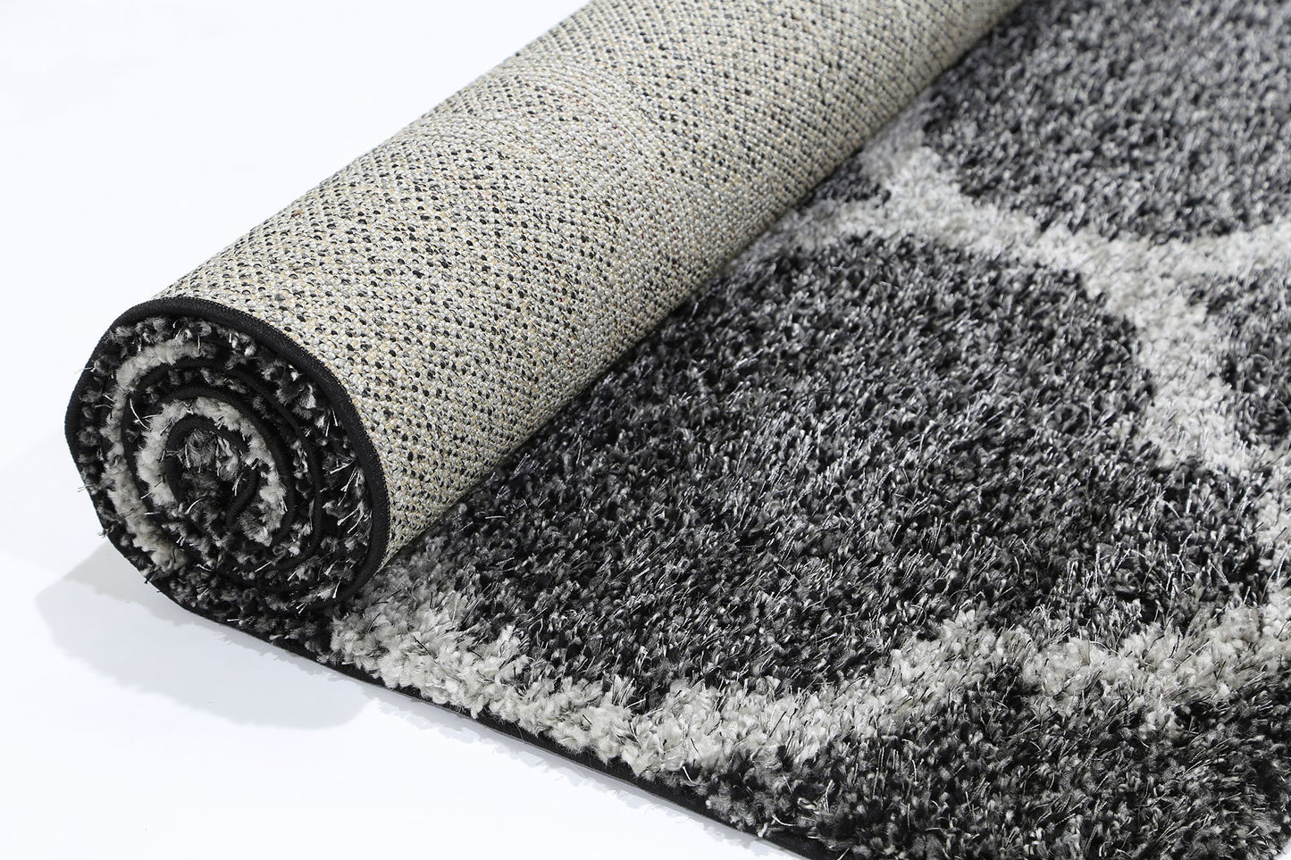 Charcoal Grey Lattice Power Loomed Rug - Nova Rugs