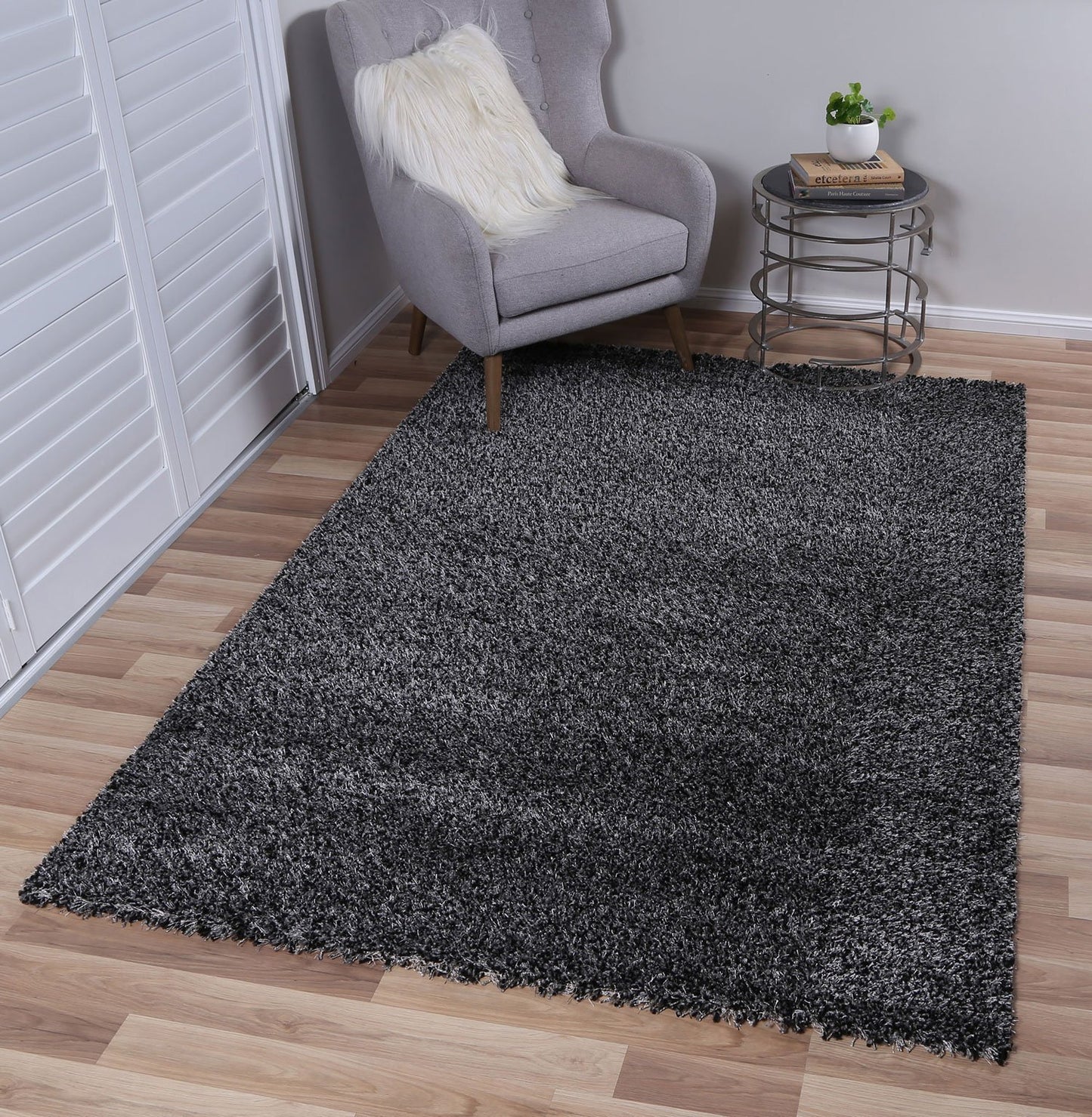 Charcoal Power Loomed Shag Rug - Nova Rugs