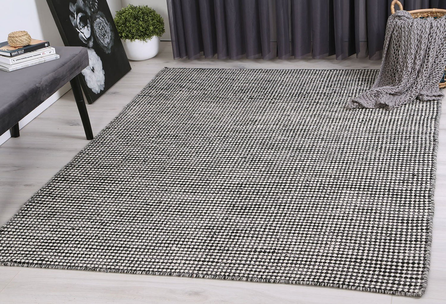 Charcoal Skandi Reversible Wool-Blend Rug - Nova Rugs