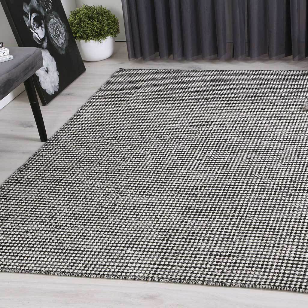 Charcoal Skandi Reversible Wool-Blend Rug - Nova Rugs