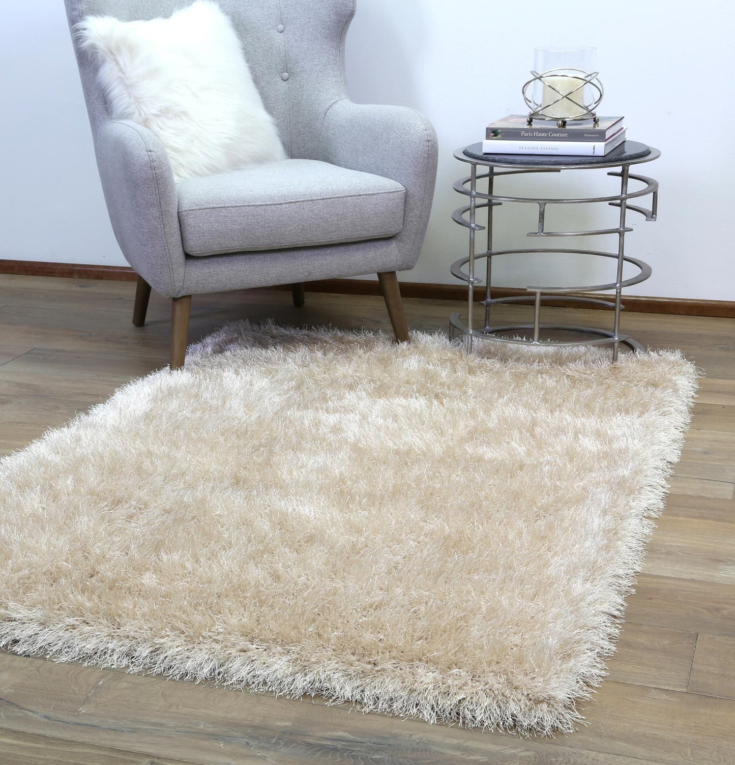 Cream Evas Shag Rug - Nova Rugs