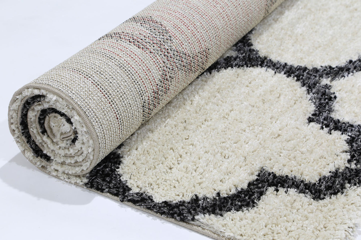 Cream & Grey Lattice Power Loomed Rug - Nova Rugs